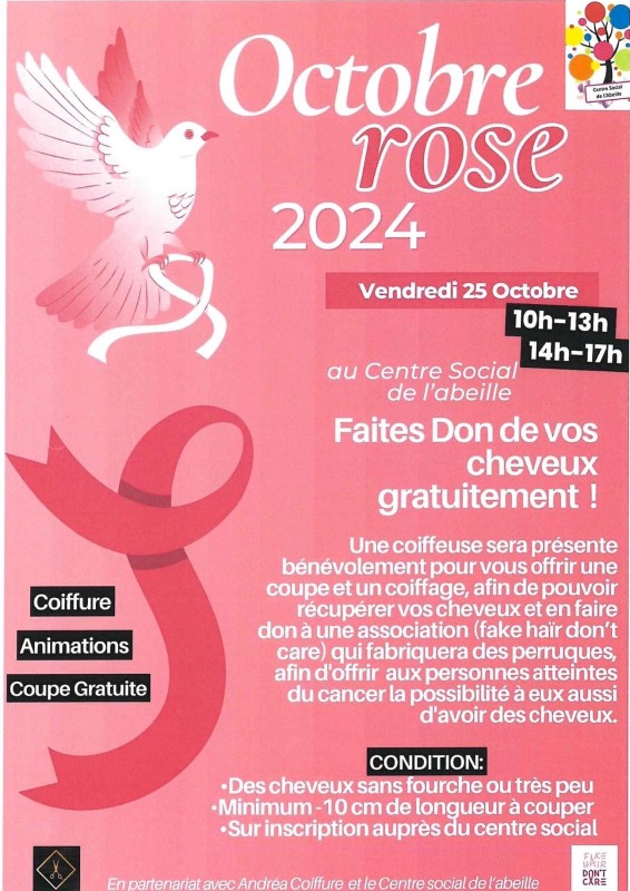 OCTOBRE ROSE 2024 : FAITES DON DE VOS CHEVEUX